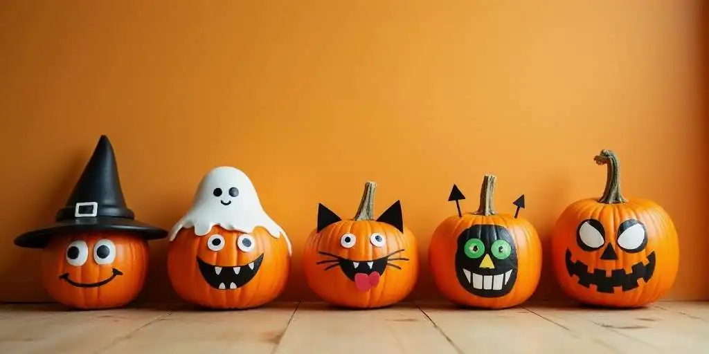 pumpkin painting ideas characters with cartoon character design for Halloween decoration