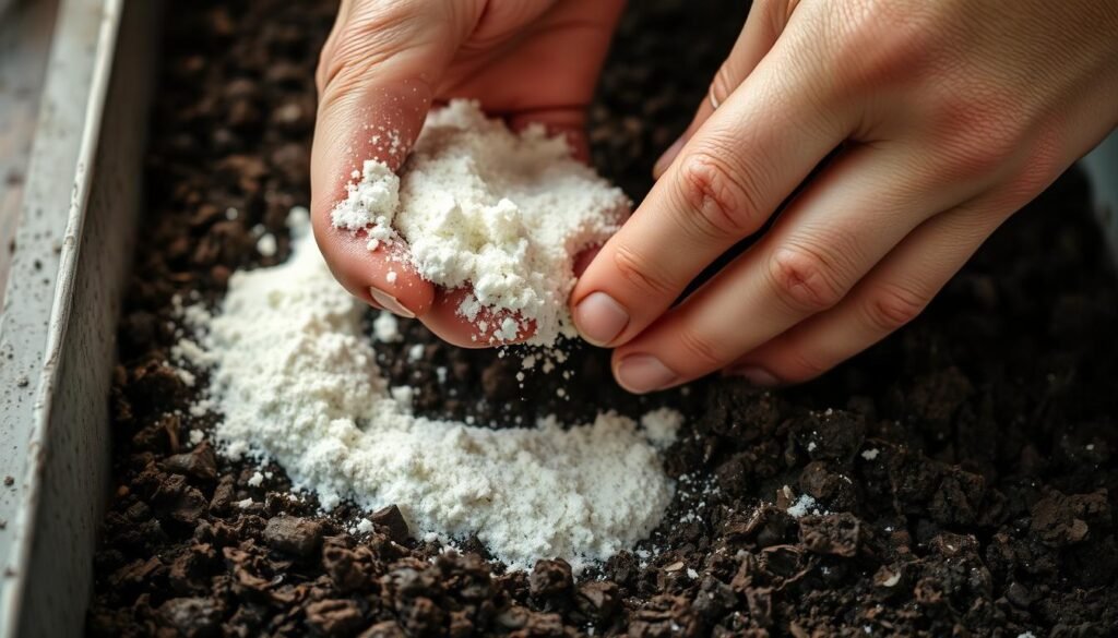 mixing eggshell powder with soil